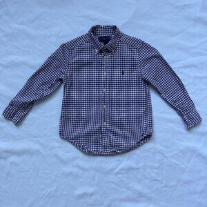 Ralph Lauren Boys Purple Check Gingham Button Down Shirt Size 5